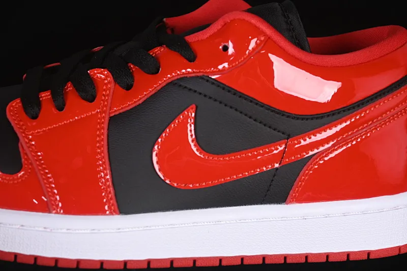 All categories Air Jordan Jordan series basketball shoes Air Jordan 1 Low Air Jordan 1 Low AJ1 Joe 1 patent leather black and red low-top cultural casual sneakers HV4089-006